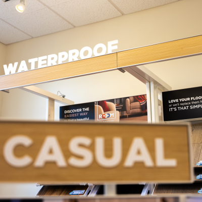 Seaside OR waterproof luxury vinyl flooring showroom display